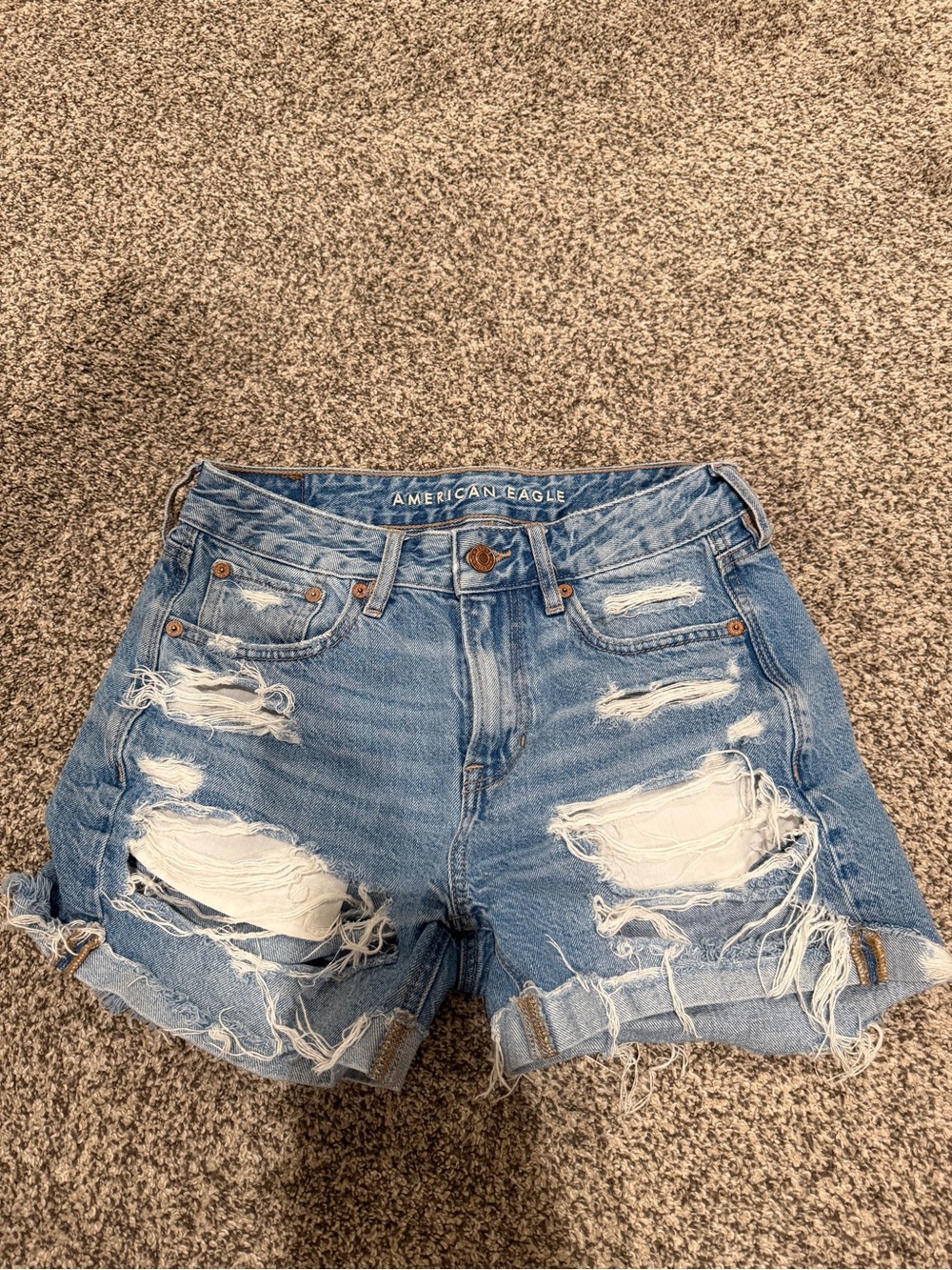 American Eagle Outfitters Light Blue Distressed Denim Cutoff Shorts